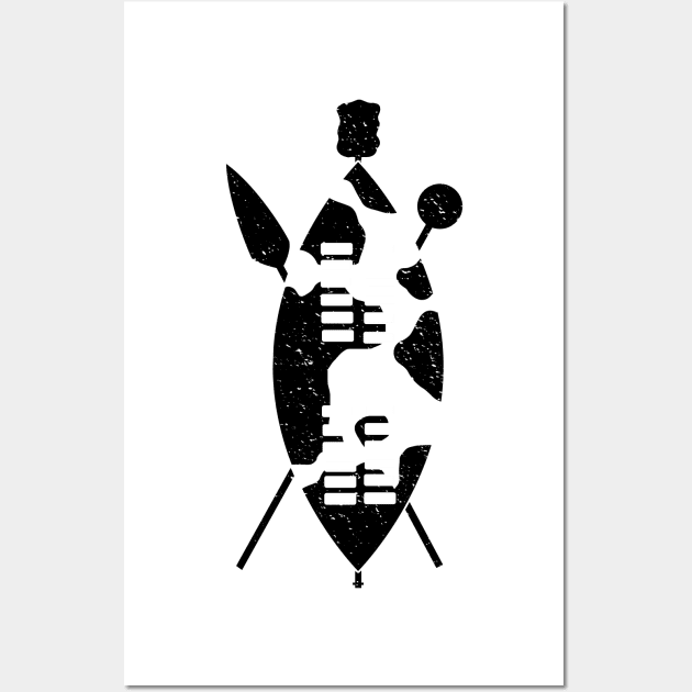 Zulu Shield Cow Hide Spear Knobkerrie South Africa Wall Art by BraaiNinja